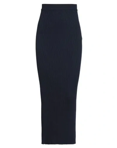 Chloé Woman Maxi Skirt Midnight Blue Size M Wool, Cashmere, Polyamide, Elastane