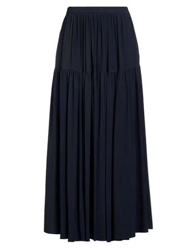Chloé Woman Maxi Skirt Navy Size 14 Silk In Blue