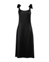 Chloé Bow-embellished Velvet-trimmed Wool And Silk-blend Satin Midi Dress In Black