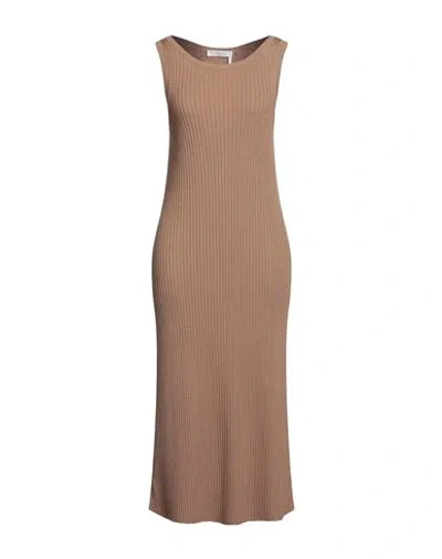 Chloé Woman Midi Dress Camel Size M Wool, Cashmere In Beige