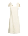 Chloé Chloè Linen Dress With Bows In Ivory