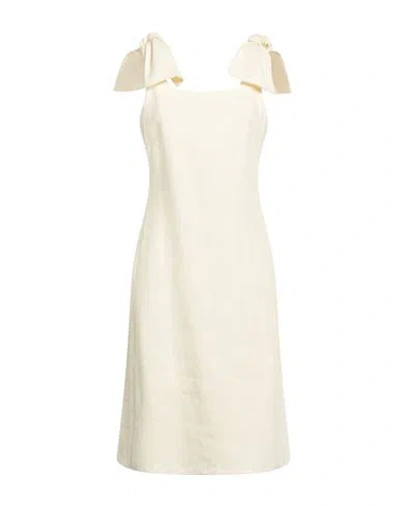 Chloé Chloè Linen Dress With Bows In Ivory