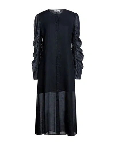 Chloé Woman Midi Dress Navy Size 6 Ramie In Navy Blue