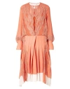 Chloé Woman Midi Dress Orange Size 6 Acetate, Polyamide, Silk, Mother-of-pearl In Orange