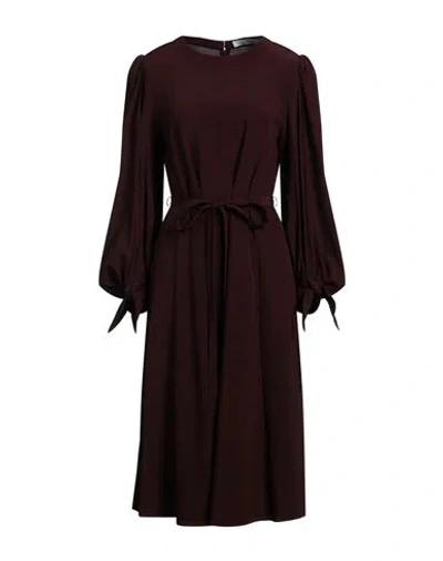 Chloé Woman Midi Dress Plum Size 12 Silk In Brown