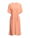 Chloé Silk Dress With Frontal Drapery In Salmon Pink