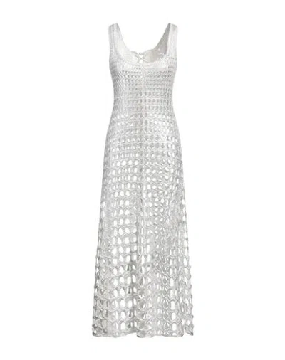 Chloé Woman Midi Dress Silver Size M Silk