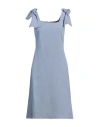 Chloé Linen Canvas Dress With Tie Straps In Blue