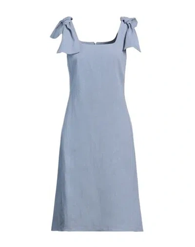 CHLOÉ CHLOÉ WOMAN MIDI DRESS SKY BLUE SIZE 4 LINEN