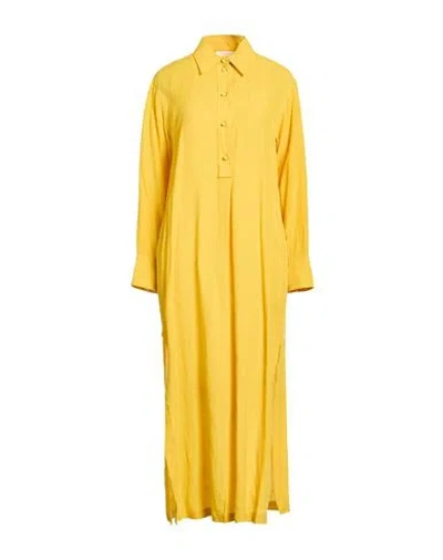 Chloé Woman Midi Dress Yellow Size 14 Linen
