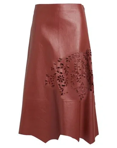 Chloé Woman Midi Skirt Brown Size 8 Lambskin In Red