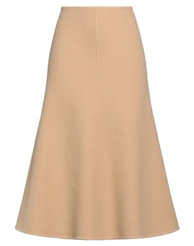 Chloé Woman Midi Skirt Camel Size 8 Wool, Cashmere In Beige