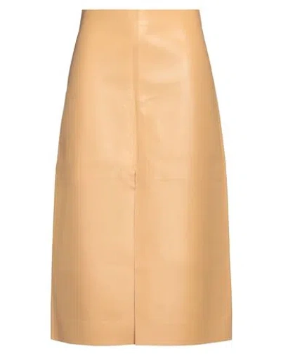 Chloé Woman Midi Skirt Sand Size 6 Lambskin In Beige