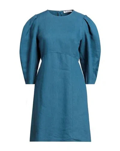 Chloé Woman Mini Dress Pastel Blue Size 4 Linen, Cotton