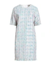 Chloé Woman Mini Dress Turquoise Size 8 Polyamide, Synthetic Fibers, Cotton, Metallic Polyester In Blue