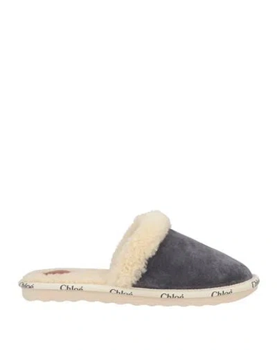 Chloé Woman Mules & Clogs Grey Size 6 Soft Leather In Gray