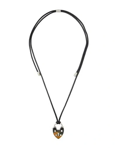 Chloé Woman Necklace Black Size - Calfskin, Brass