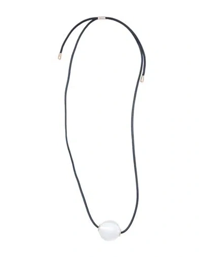 Chloé Woman Necklace Black Size - Calfskin, Mineral Glass