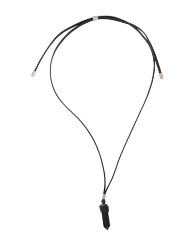 Chloé Woman Necklace Black Size - Calfskin, Obsidian, Brass