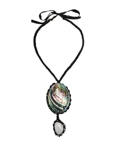 Chloé Woman Necklace Black Size - Silk, Amethyst