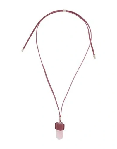 Chloé Jemma Gold-tone, Leather And Rose Quartz Necklace In Purple
