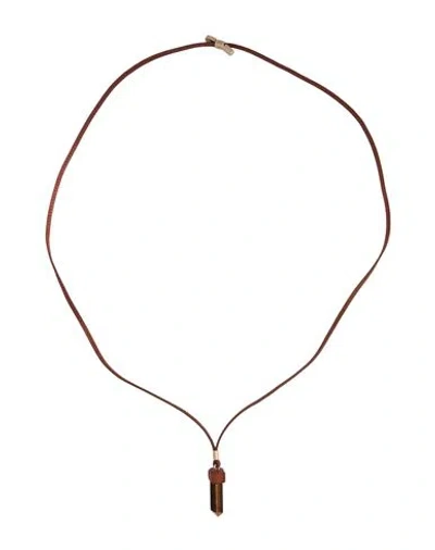 Chloé Woman Necklace Brown Size - Leather, Metal