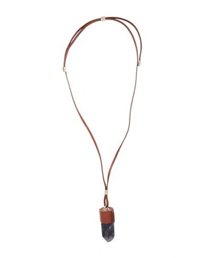 Chloé Woman Necklace Brown Size - Brass, Leather, Amethyst