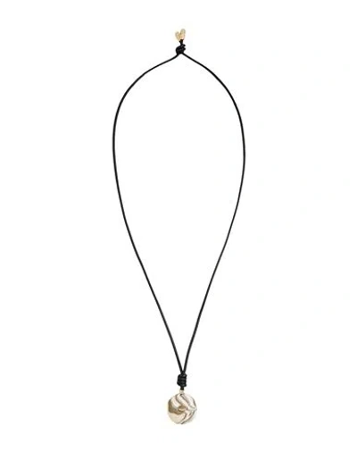 Chloé Woman Necklace Off White Size - Cotton, Lambskin, Ceramic In Black