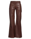 Chloé Wide Leg Leather Trousers In Brown