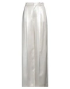 Chloé Pleated Metallic Silk-satin Wide-leg Pants In Grey