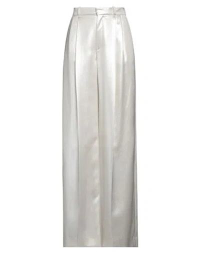 Chloé Pleated Metallic Silk-satin Wide-leg Pants In Silver