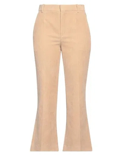 Chloé Front-pleated Cropped Pants In Beige