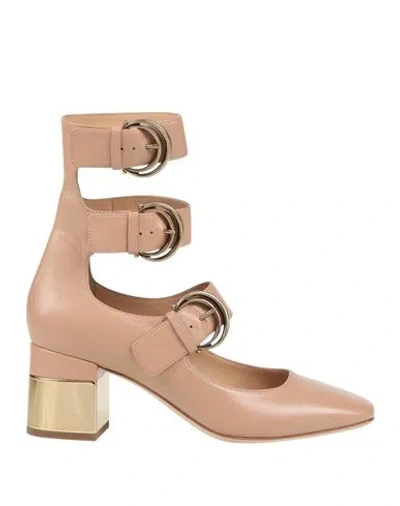 Chloé Woman Pumps Blush Size 6.5 Leather In Neutral