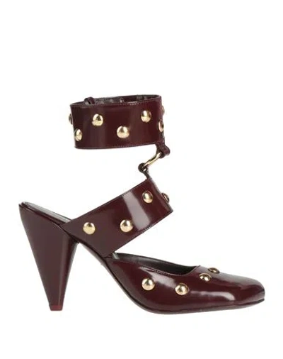 Chloé Woman Pumps Burgundy Size 6 Leather
