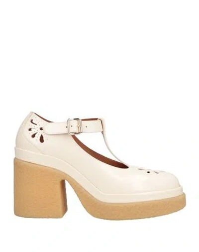 Chloé Woman Pumps Ivory Size 6 Soft Leather In White