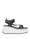 Chloé Black Nama Wedge Sandals In 001 Black