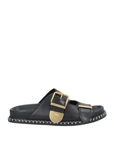 CHLOÉ CHLOÉ WOMAN SANDALS BLACK SIZE 8 LEATHER