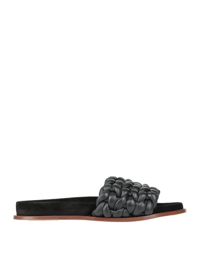 Chloé Kacey Womens Leather Braided Slide Sandals In Black