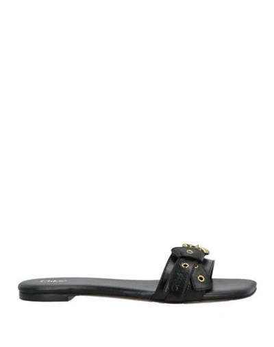 CHLOÉ CHLOÉ WOMAN SANDALS BLACK SIZE 6.5 LEATHER