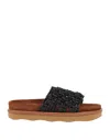 Chloé Wavy Braided Leather Flat Mules In Black