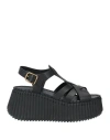 Chloé Leather Strappy Platform Wedge Sandals In Black