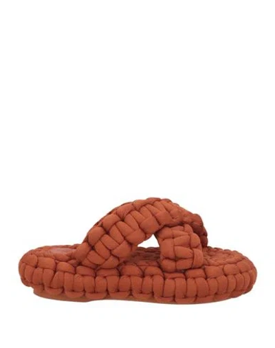 Chloé Woman Sandals Brown Size 6 Textile Fibers In Brown