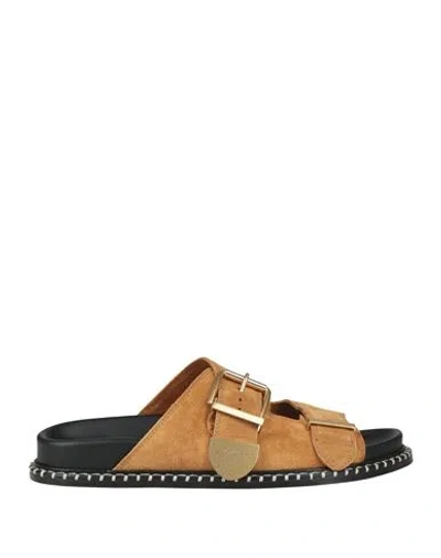 CHLOÉ CHLOÉ WOMAN SANDALS CAMEL SIZE 7 LEATHER