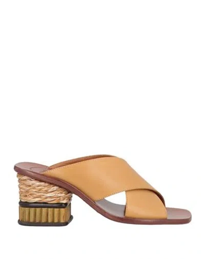 Chloé Woman Sandals Camel Size 8 Soft Leather In Beige