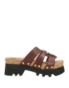 Chloé Woman Sandals Chocolate Brown Size 7 Leather In Brown