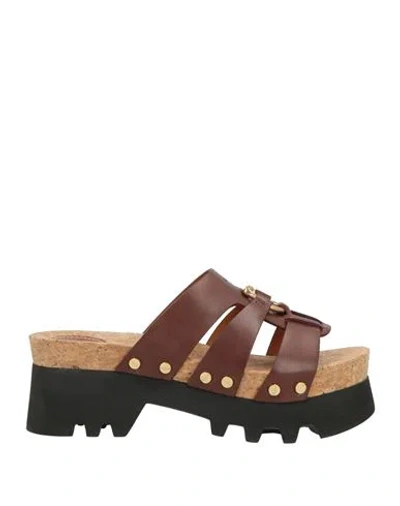 Chloé Woman Sandals Chocolate Brown Size 7 Leather