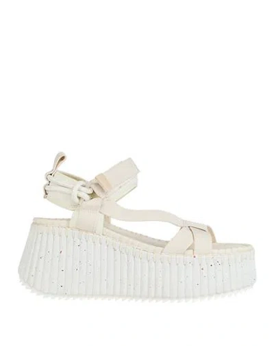 CHLOÉ CHLOÉ WOMAN SANDALS IVORY SIZE 11 TEXTILE FIBERS