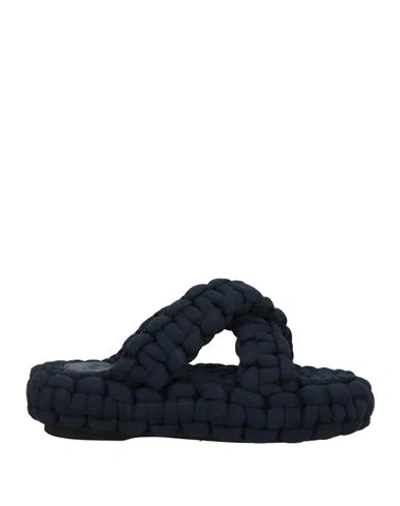 Chloé Woman Sandals Navy Size 8 Textile Fibers In Multi