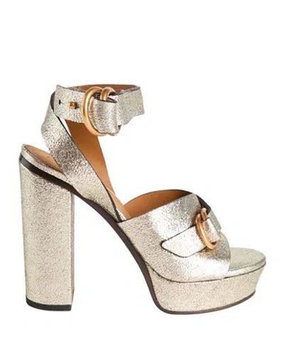 Chloé Woman Sandals Platinum Size 7 Leather In Multi