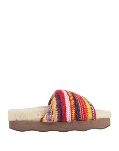 CHLOÉ CHLOÉ WOMAN SANDALS RED SIZE 7 TEXTILE FIBERS